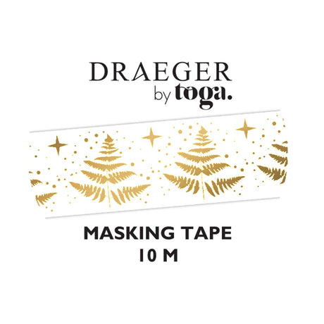 Masking tape - Motifs de sapin - 1,5 cm x 10 m - Finitions Blanc et or à chaud