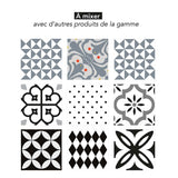 Lot de 5 Stickers Carrelage 15x15 cm Motif Floral Noir et Blanc