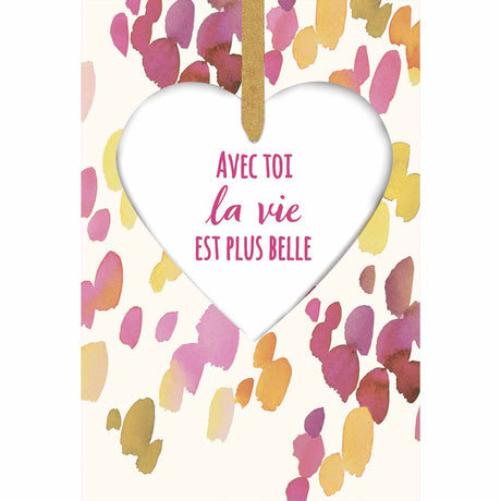 Carte Saint-Valentin -Attache coeur en relief
