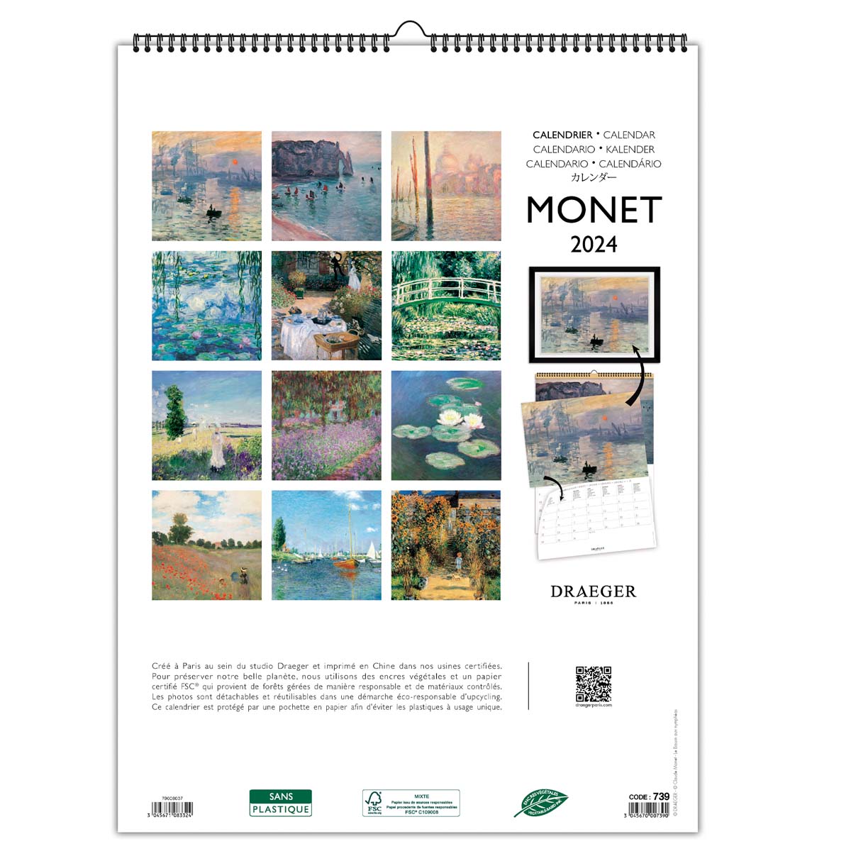 Calendrier Mural Theme Photos Paysage Monet 2024