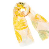 Foulard femme - motif papillons - jaune moutarde