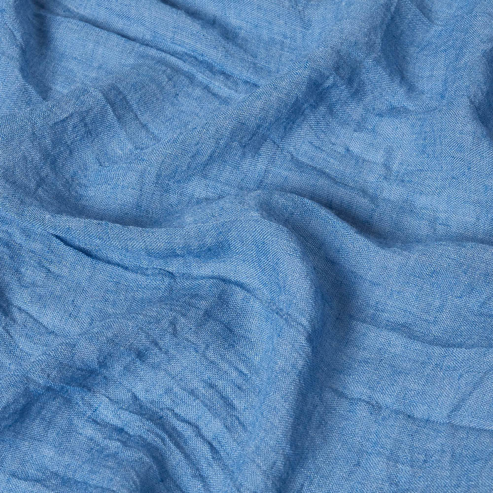 Foulard uni bleu à franges
