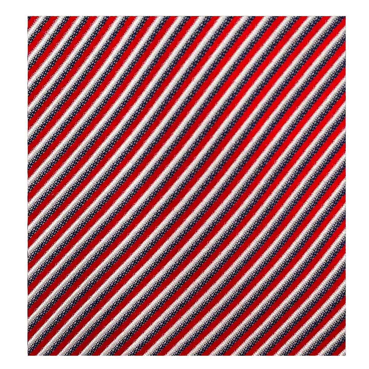 Cravate jacquard en 100% soie -  Imprimé club & rayures - Rouge et bleu - 150x7 cm