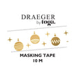 Masking tape - Motifs de boules de réveillon de Noël - 1,5 cm x 10 m - Finitions Blanc et or à chaud