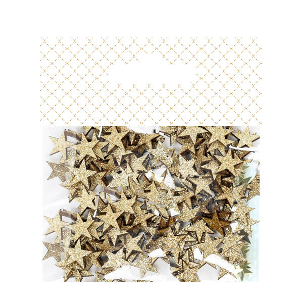 Confettis en papier - Blanc et or - 8,5x7,5 cm - Paillettes dorés