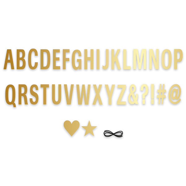 Guirlande décorative - 100 lettres et symboles fournis - 4,5x10 cm - Finitions or à chaud