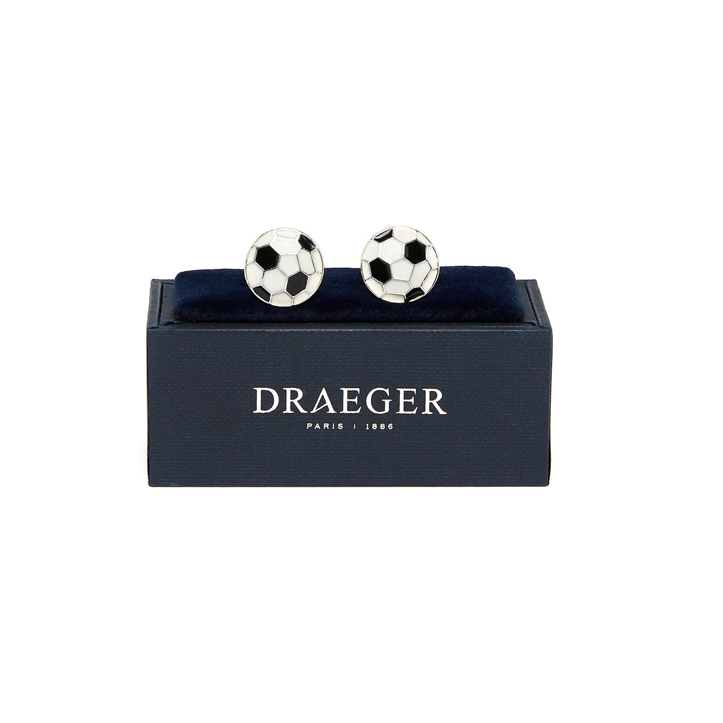 Boutons de manchettes en acier - Ballon de football - Noir et Blanc - Homme - Draeger