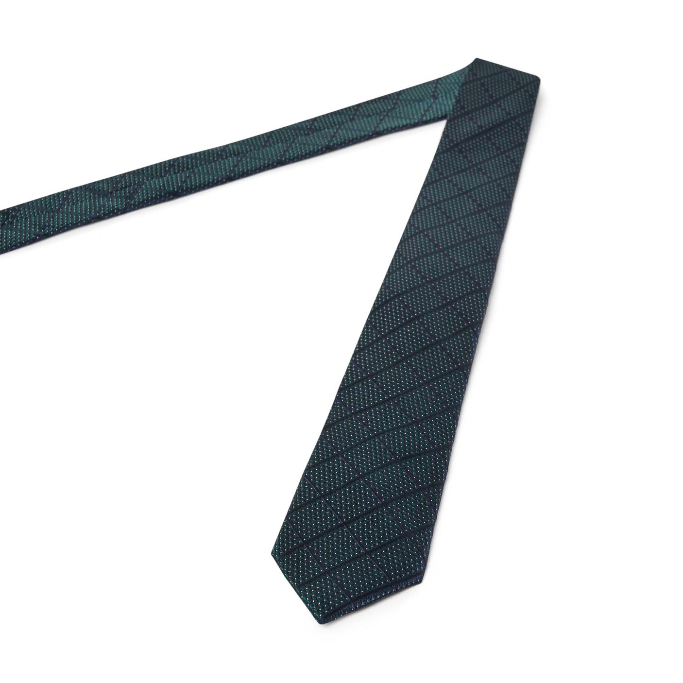 Checked tie - green and navy blue