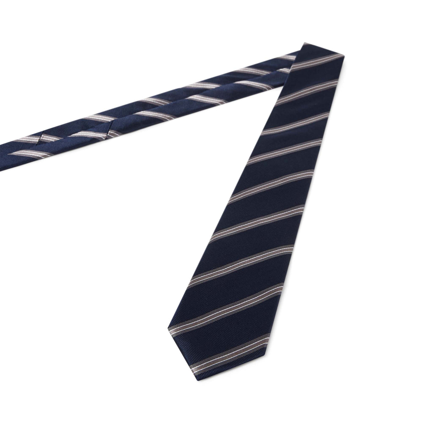 Cravate club à larges rayures - bleu marine et gris