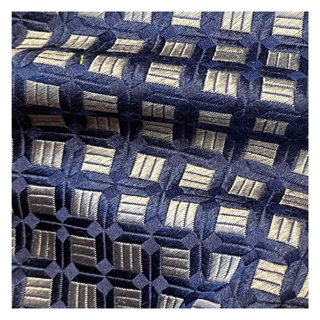 Cravate géométrique - gris et bleu marine