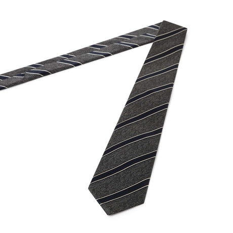 Club tie with wide stripes - gray and navy blue