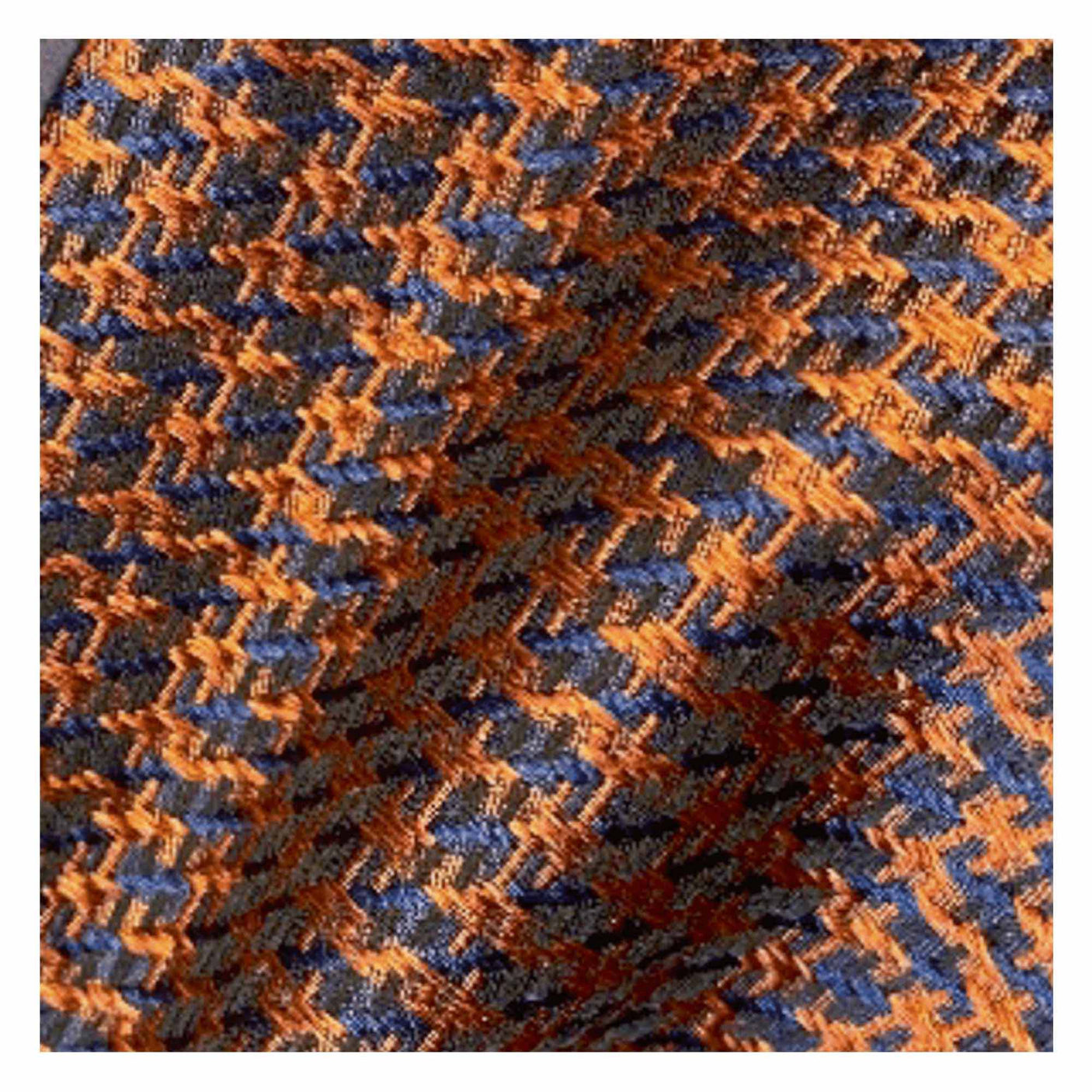 Cravate à motif pied de poule orange et bleu marine