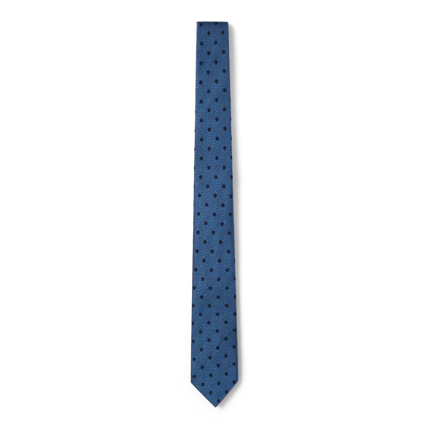 Cravate à pois bleu marine et bleu ciel