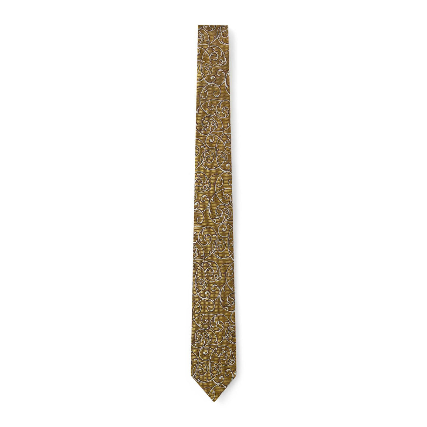 Cravate à motif floral doré