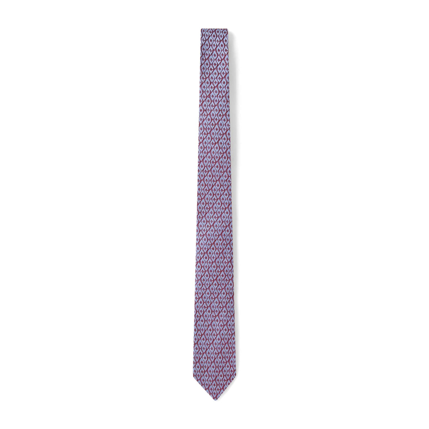 Cravate à motif ovales bordeaux et bleu ciel
