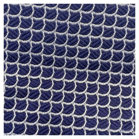 Corbata con estampado geométrico plateado y azul marino