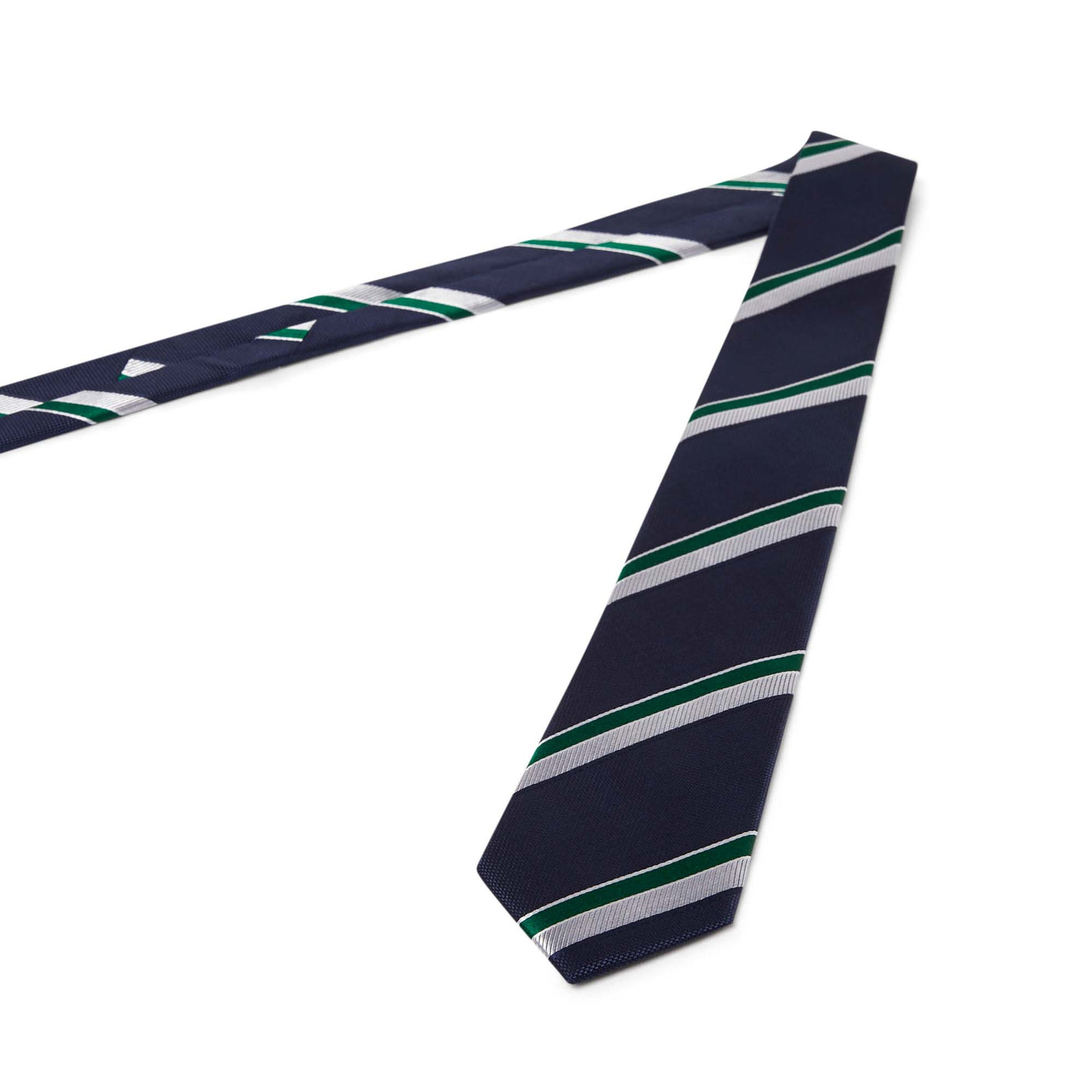 Cravate à rayures argent et vert