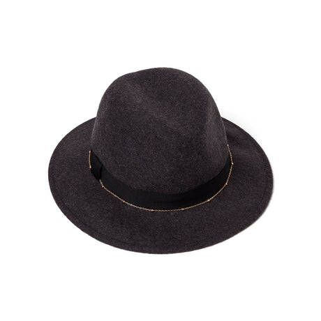 Sombrero Fedora con detalle de cadena - gris