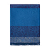 Jacquard stole with flowers - blue