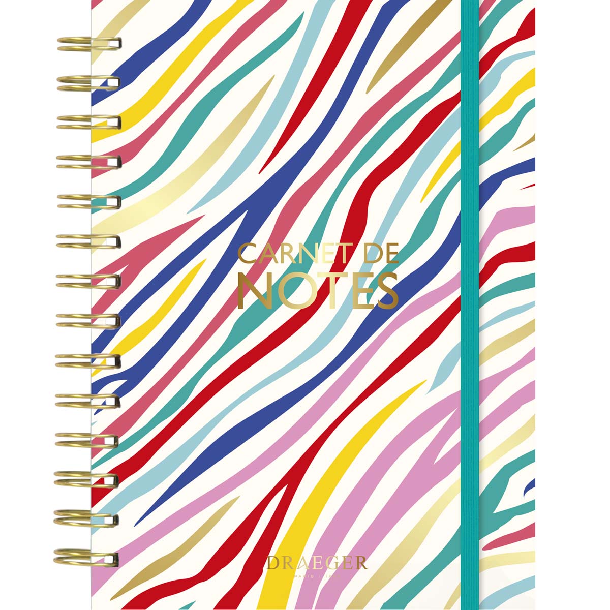 Carnet de notes à spirales A5 - 180 pages - Rayures zébrées multicolores