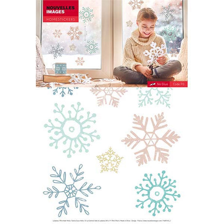 Set of White Landscape Christmas Stickers - Star and Snowballs