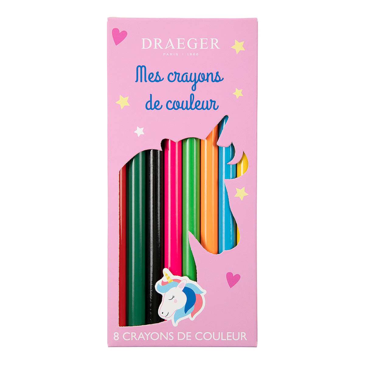 8 crayons de couleur licorne