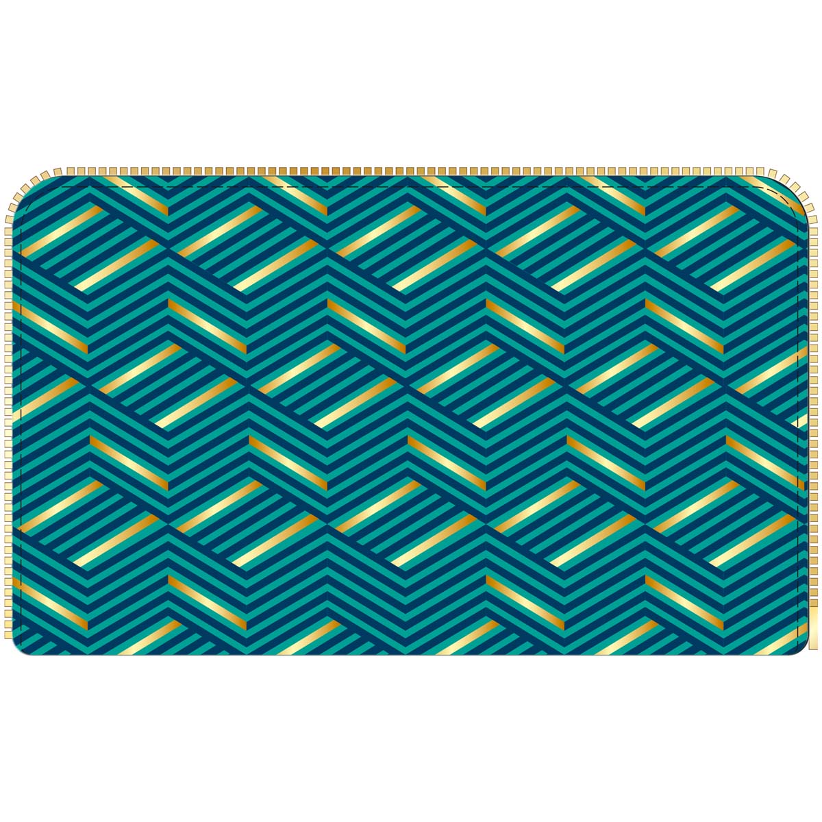 Women's wallet - geometric shapes - green and gold