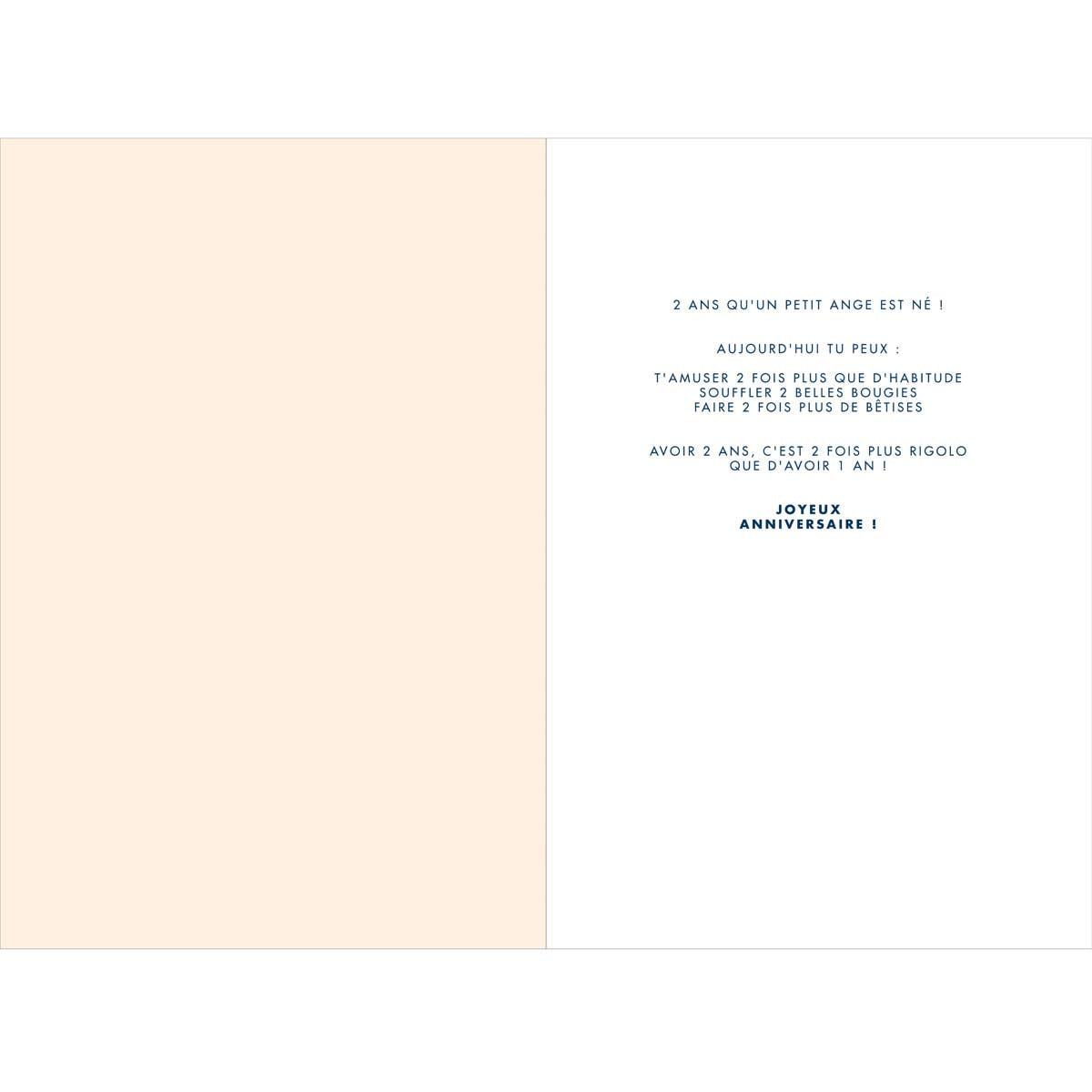 Carte d'anniversaire 2 ans en Or - Orange - A message - Pour Enfant Garçon Fille - Ourson - 11,5 x 17 cm