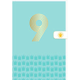 Carte d'anniversaire 9 ans en Or - Bleu clair - A message - Pour Enfant Garçon Fille - 11,5 x 17 cm