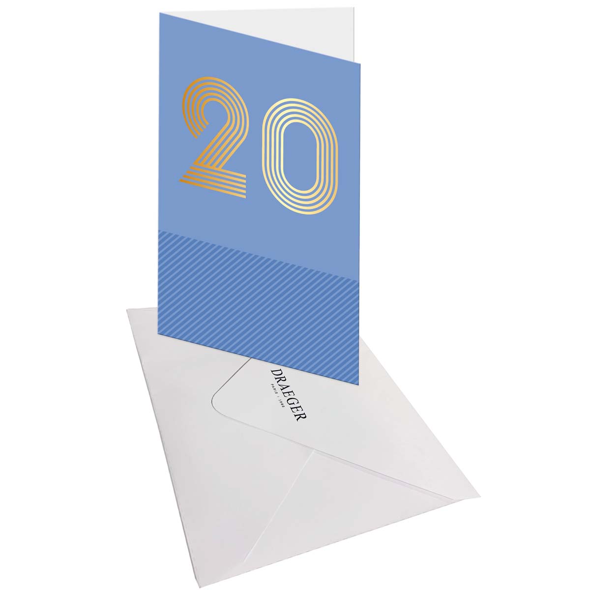 Carte d'anniversaire 20 ans en Or - Bleu - A message - Pour Homme et Femme - 11,5 x 17 cm