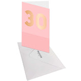Carte d'anniversaire 30 ans en Or - Rose - A message - Pour Homme et Femme - 11,5 x 17 cm