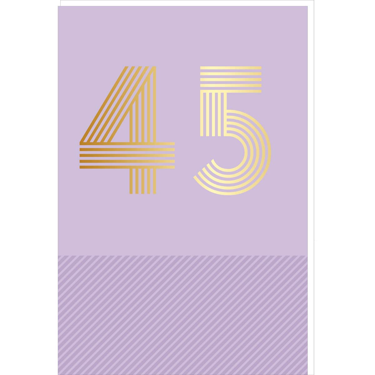 Carte d'anniversaire 45 ans en Or - Violet - Pour Homme et Femme - 11,5 x 17 cm