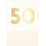 Carte d'anniversaire 50 ans en Or - Blanc - A message - Pour Homme et Femme - 11,5 x 17 cm