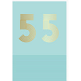Carte d'anniversaire 55 ans en Or - Bleu turquoise - A message - Pour Homme et Femme - 11,5 x 17 cm