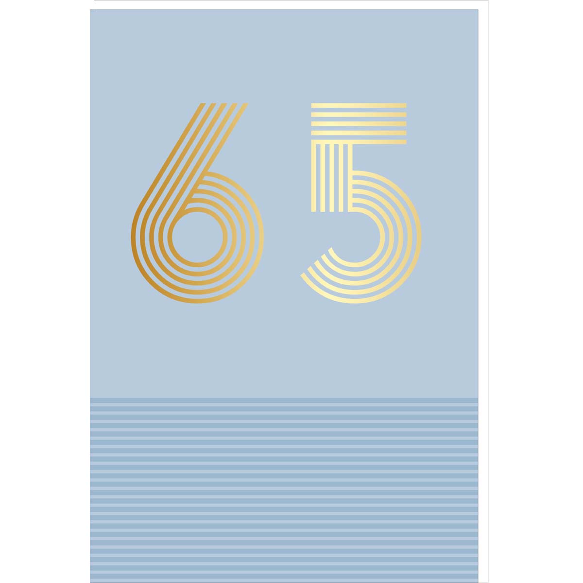 Carte d'anniversaire 65 ans en Or - Bleu clair - A message - Pour Homme et Femme - 11,5 x 17 cm