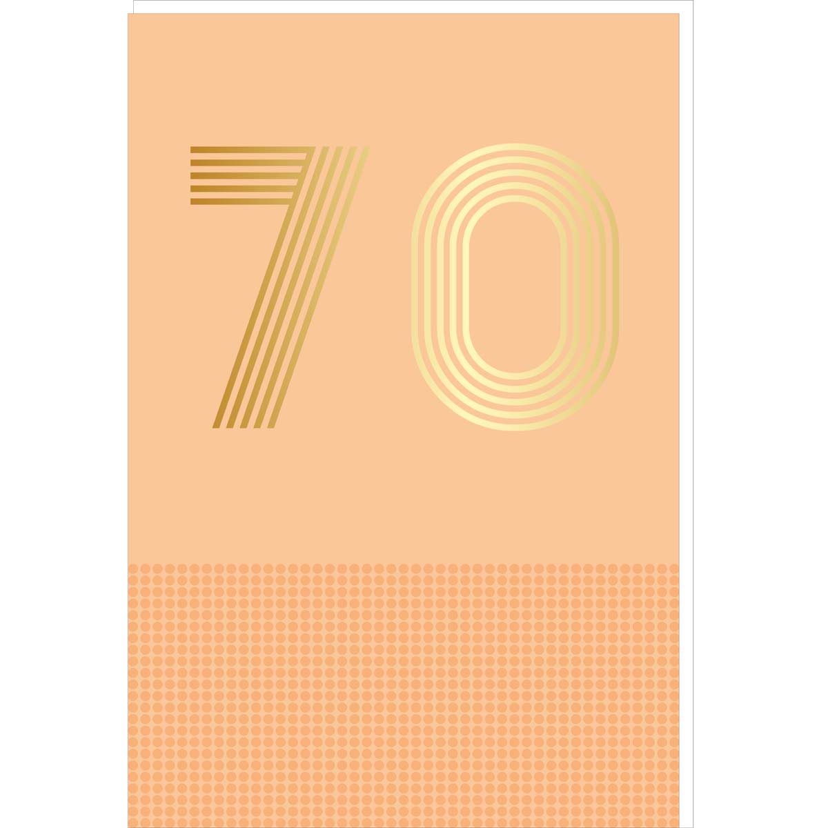 Carte d'anniversaire 70 ans en Or - Orange - A message - Pour Homme et Femme - 11,5 x 17 cm