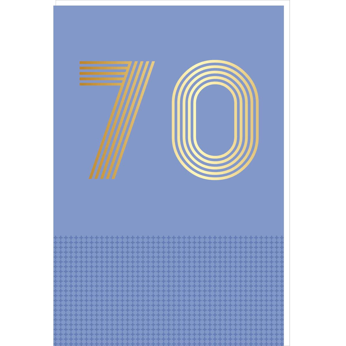 Carte d'anniversaire 70 ans en Or - Bleu - A message - Pour Homme et Femme - 11,5 x 17 cm