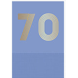 Carte d'anniversaire 70 ans en Or - Bleu - A message - Pour Homme et Femme - 11,5 x 17 cm