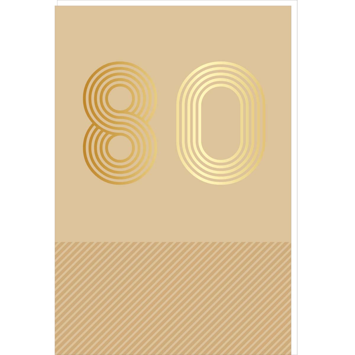 Carte d'anniversaire 80 ans en Or - Doré - Pour Homme et Femme - 11,5 x 17 cm