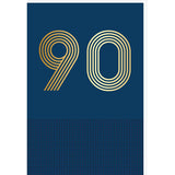Carte d'anniversaire 90 ans en Or - Bleu marine - A message - Pour Homme et Femme - 11,5 x 17 cm