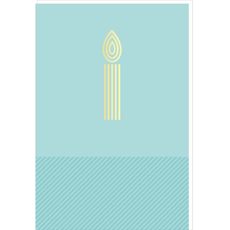 Carte d'anniversaire festive - Bleu turquoise - Bougie en or - A message - 11,5 x 17 cm