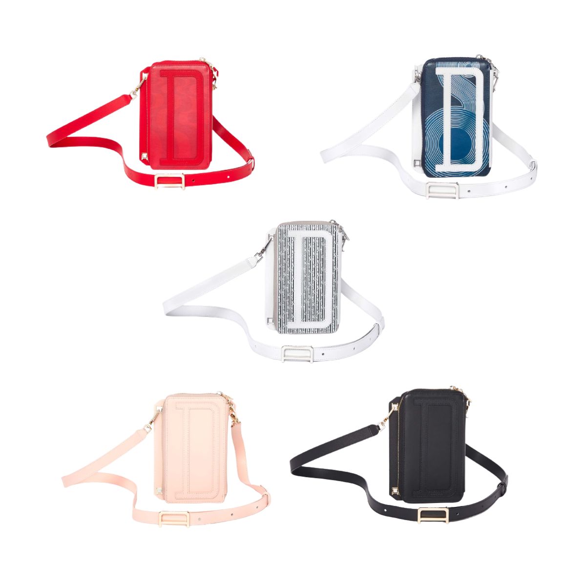 Pochette porte-téléphone - 100% cuir - Rouge/Bleu/Gris/Rose/Noir - Sangle réglable