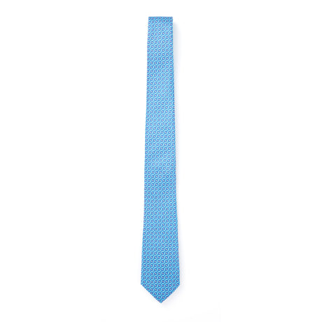 Corbata de sarga 100% seda - Estampada - Azul - 150x7 cm