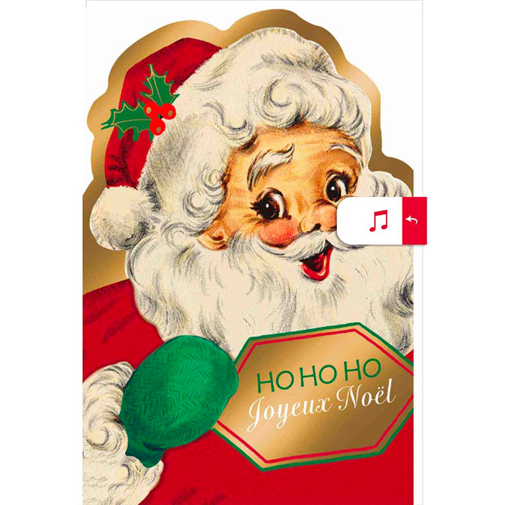 Carte de vœux musicale - lot de 8 cartes HO HO HO Joyeux Noël