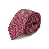 Cravate fine rouge foncé à motifs blancs