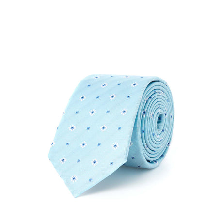 Cravate à fleurs et losanges - bleu