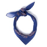 Bandana en coton motif floral - bleu marine