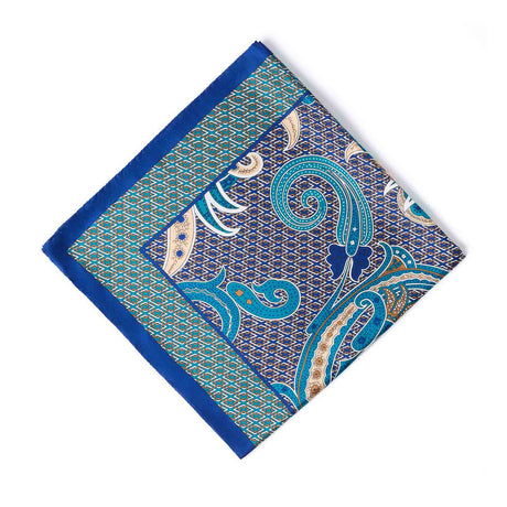 Bandana en soie motif paisley - bleu
