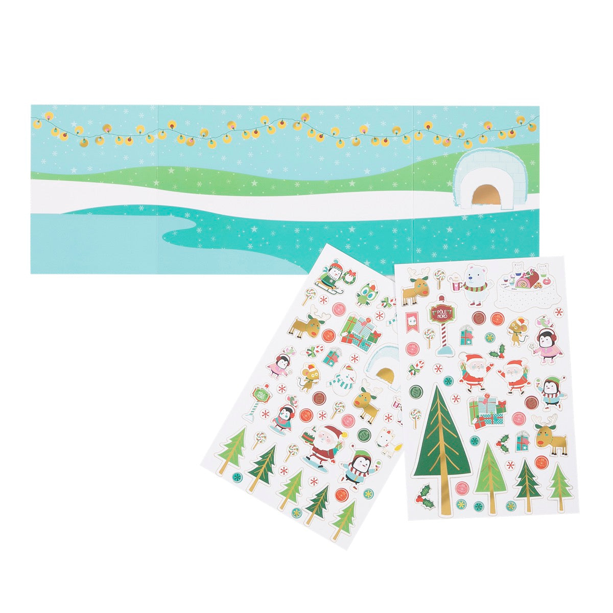 Kit mini poster et stickers - Patinoire de Noël