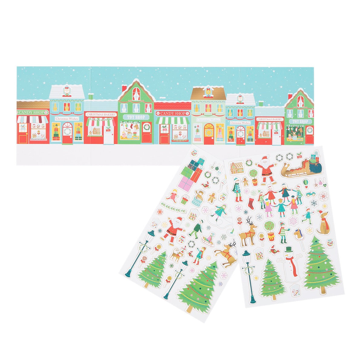 Mini poster and stickers kit - Traditional Christmas village